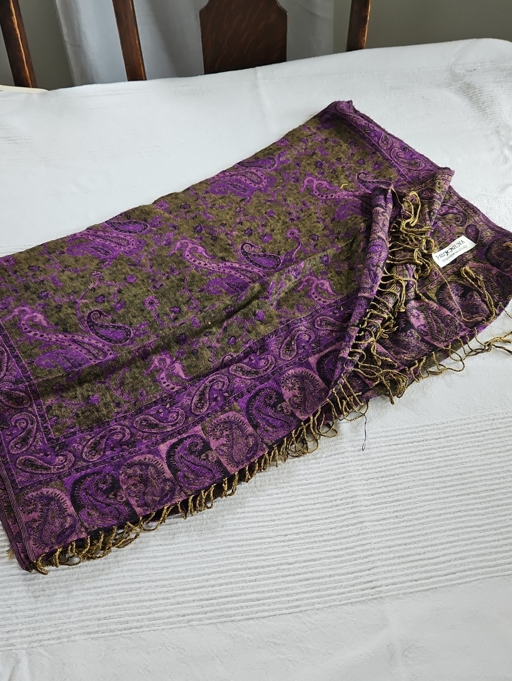Elegant Purple Paisley Pashmina Shawl Scarf